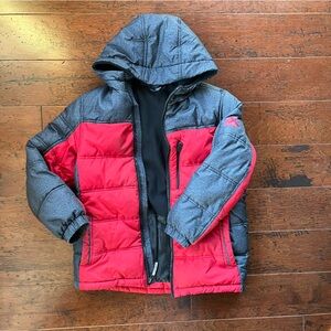 Red and Gray Puffer jacket boys size S-8